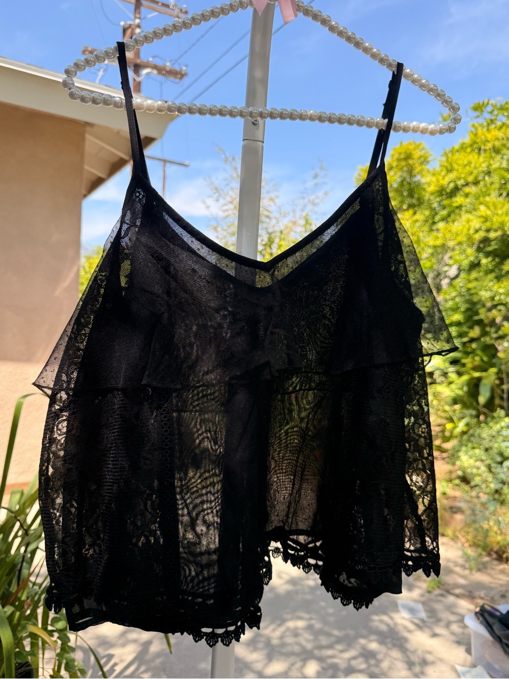 Black Lace Sheer Tank Top